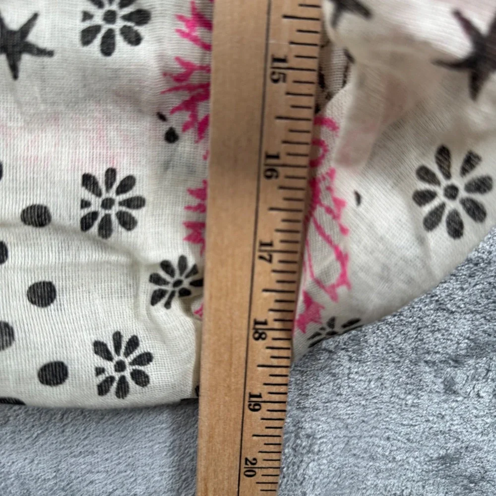 Free People White Pink Floral Star Polka Dot Lightweight‎ Scarf Bag Reusable